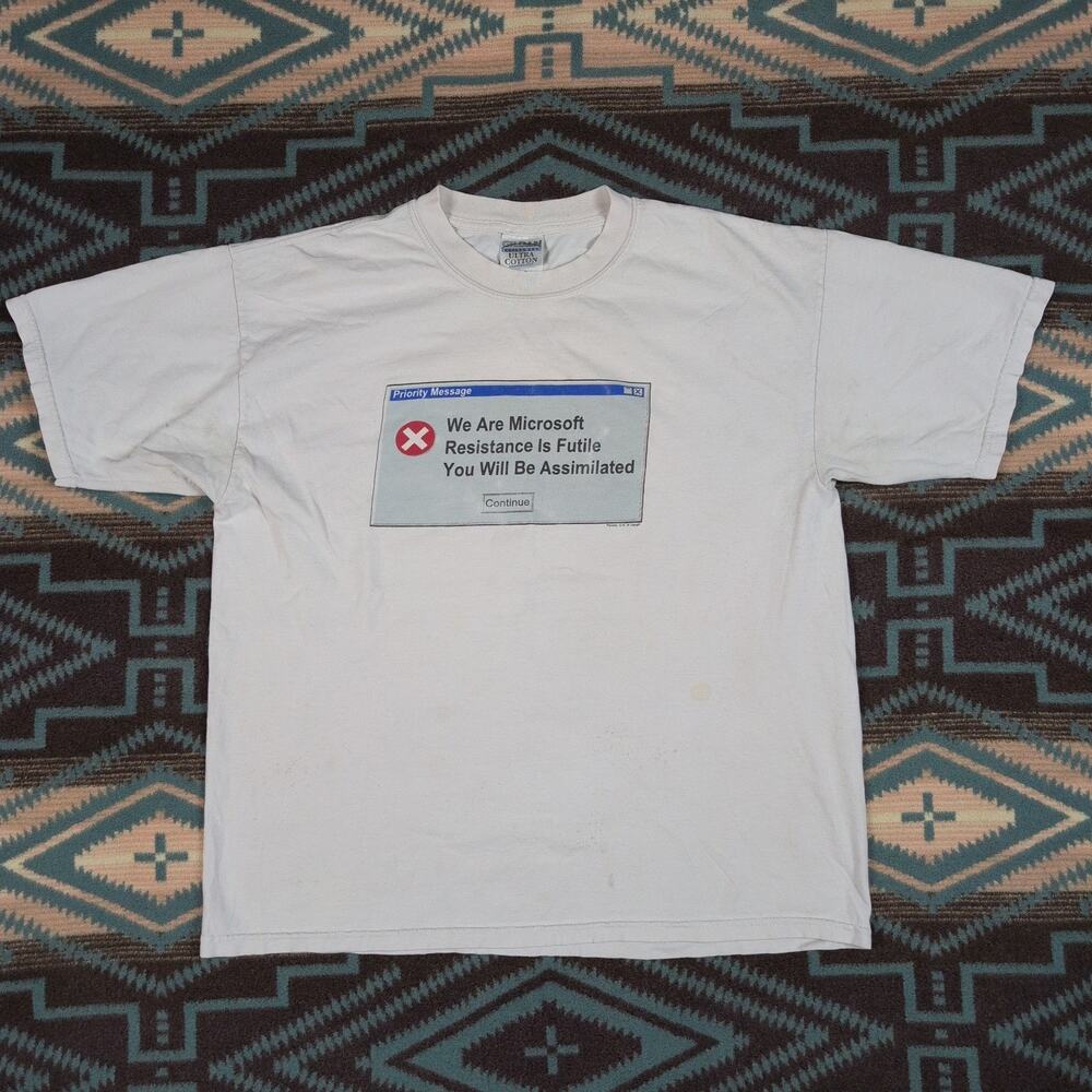 Vintage Microsoft Shirt XL 90s Made in USA Tech Tee Parody Distressed